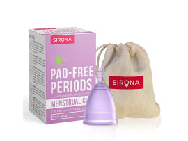 Sirona Reusable Menstrual Cup for Women - Large Size with Pouch, Ultra Soft, Odour and Rash Free, No Leakage, Protection for Up to 10-12 Hours